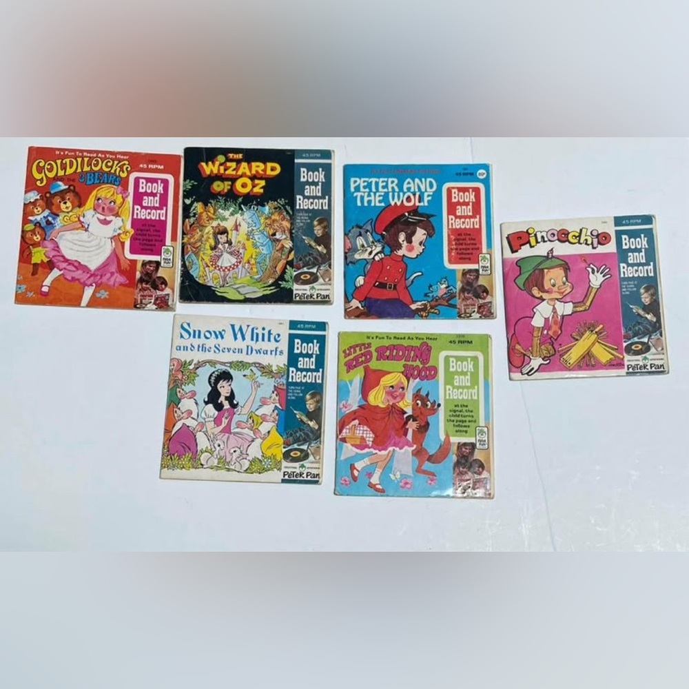 Vintage Book and Record vinyl LP popular children stories lot (6)